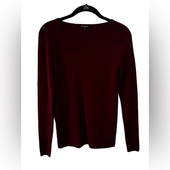 LAFAYETTE 148 Burgundy Wool Ribbed Sweater Size P - Picture 4 of 5